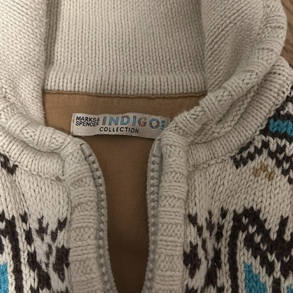 Marks & Spencer Indigo Zip Up Knot Sweater sz 12-18 mths - Picture 2 of 4